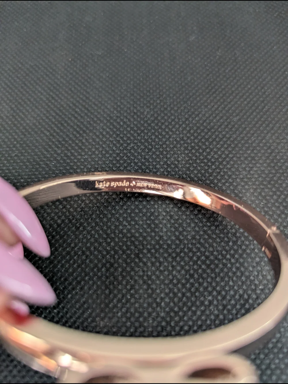 Kate Spade NY Rose Gold Bow Pavé Crystal Bangle Bracelet Feminine Glam Jewelry - Picture 4 of 5